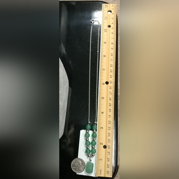 Green Aventurine Necklace Natural Gemstone Crystal Pendant Stainless-Steel Chain - Picture 15 of 15